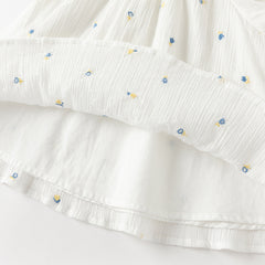 Dave&Bella Summer Toddler Girls Cute Beige Flutter Sleeve Top Jean Shorts Outfit Sets