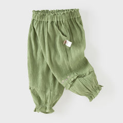 Dave&Bella Summer Toddler Girls Pink/Green Lightweight Comfortable Mosquito Proof Pants