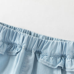 Dave&Bella Toddler Girls Summer Light Blue Bow Loose Comfortable Jogger Jeans