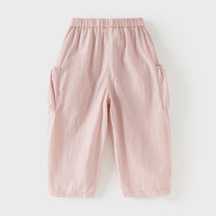Dave&Bella Kids Girls Summer Comfortable Pink/Light Grey Wide Straight-leg Pants