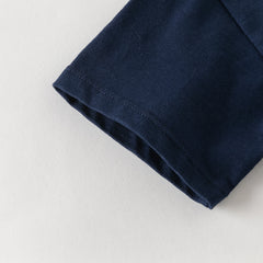 Dave&Bella Summer Toddler Boys Dark Blue Playful Animal Print Breathable Cotton T-shirts