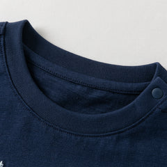 Dave&Bella Summer Toddler Boys Dark Blue Playful Animal Print Breathable Cotton T-shirts