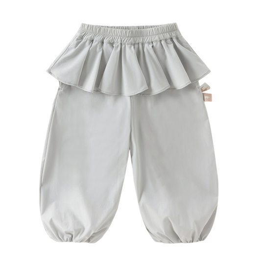 Dave&Bella Summer Toddler Girls Grey Fake-two-piece Design Fashion Pants
