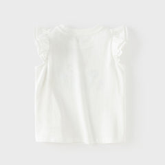 Dave&Bella Summer Toddler Girls Flutter Sleeve Breathable Cotton Comfortable T-shirts