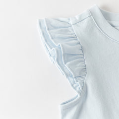 Dave&Bella Summer Toddler Girls Flutter Sleeve Breathable Cotton Comfortable T-shirts