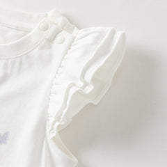 Dave&Bella Summer Toddler Girls Flutter Sleeve Breathable Cotton Comfortable T-shirts