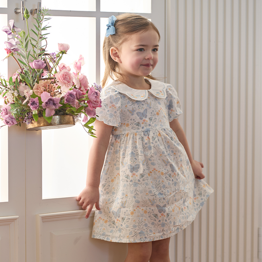 Dave&Bella Summer Toddler Girls Breathable Cotton Floral Print White A-line Party Dress