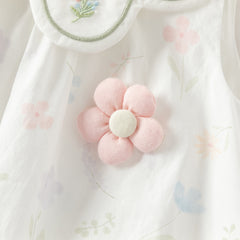Dave&Bella Toddler Girls Summer Adorable Floral Print Soft Cotton A-line Bubble Dress