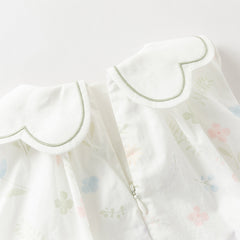 Dave&Bella Toddler Girls Summer Adorable Floral Print Soft Cotton A-line Bubble Dress