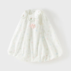 Dave&Bella Toddler Girls Summer Adorable Floral Print Soft Cotton A-line Bubble Dress
