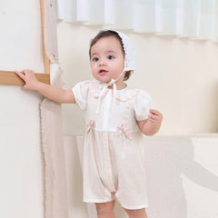 Dave&Bella Summer Baby Girls Pink White Striped Casual Comfortable Lightweight Romper