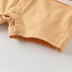 Dave&Bella Summer Baby Boys Orange White Striped Cotton Casual One-piece Rompers
