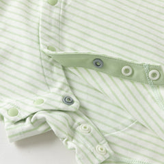 Dave&Bella Summer Baby Boys Green Striped Cute Frog Design Soft Lightweight Romper