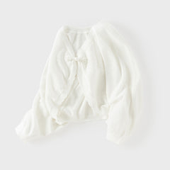 Dave&Bella Toddler Girls Summer White Lightweight Batwing Sleeve Sweater Cardigans