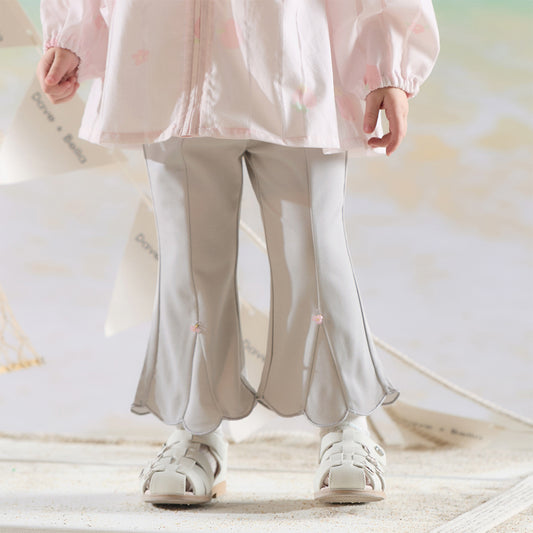 Dave&Bella Toddler Girls Summer Fashion Versatile Light Grey Slim Flared Comfortable Pants