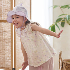 Dave&Bella Summer Toddler Girls Purple Floral Print Soft Cotton Fisherman Sun Hats