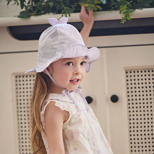 Dave&Bella Summer Toddler Girls Purple Floral Print Soft Cotton Fisherman Sun Hats