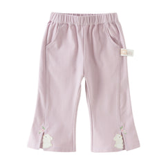 Dave&Bella Toddler Girls Summer Soft Adjustable-waistband Straight-leg Casual Jeans