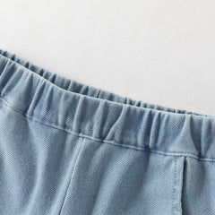 Dave&Bella Toddler Girls Summer Soft Adjustable-waistband Straight-leg Casual Jeans