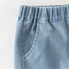 Dave&Bella Toddler Girls Summer Soft Adjustable-waistband Straight-leg Casual Jeans