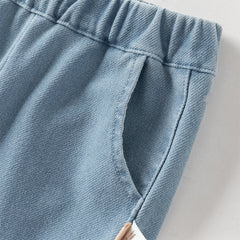 Dave&Bella Toddler Girls Summer Soft Adjustable-waistband Straight-leg Casual Jeans