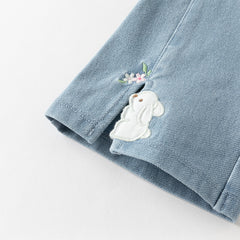 Dave&Bella Toddler Girls Summer Soft Adjustable-waistband Straight-leg Casual Jeans