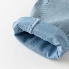 Dave&Bella Toddler Girls Summer Soft Adjustable-waistband Straight-leg Casual Jeans