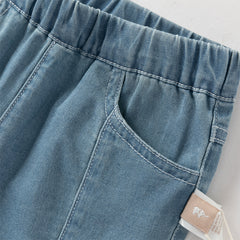 Dave&Bella Toddler Girls Summer Denim Blue Lightweight Soft Straight-leg Casual Jeans