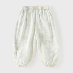 Dave&Bella Toddler Girls Summer Pink/Beige Soft Loose Mosquito Proof Jogger Pants