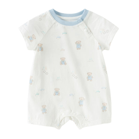 Dave&Bella Baby Girls/Boys Summer Short Sleeve Indoor Breathable Cotton Soft Rompers