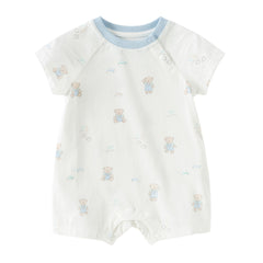 Dave&Bella Baby Girls/Boys Summer Short Sleeve Indoor Breathable Cotton Soft Rompers