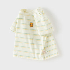 Dave&Bella Toddler Girls/Boys Summer Stylish Pink/Yellow Striped Soft Cotton Daily T-shirts