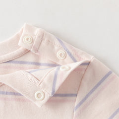 Dave&Bella Toddler Girls/Boys Summer Stylish Pink/Yellow Striped Soft Cotton Daily T-shirts