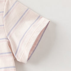 Dave&Bella Toddler Girls/Boys Summer Stylish Pink/Yellow Striped Soft Cotton Daily T-shirts
