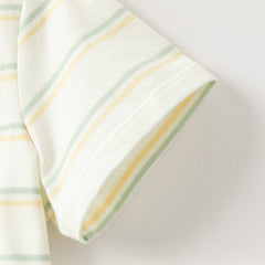 Dave&Bella Toddler Girls/Boys Summer Stylish Pink/Yellow Striped Soft Cotton Daily T-shirts