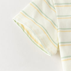 Dave&Bella Toddler Girls/Boys Summer Stylish Pink/Yellow Striped Soft Cotton Daily T-shirts