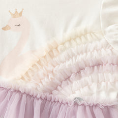 Dave&Bella Toddler Girls Summer Elegant Swan Purple Mesh A-line Princess