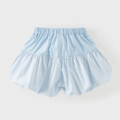 Dave&Bella Summer Toddler Girls Cute Blue White Plaid Breathable Waist Shorts