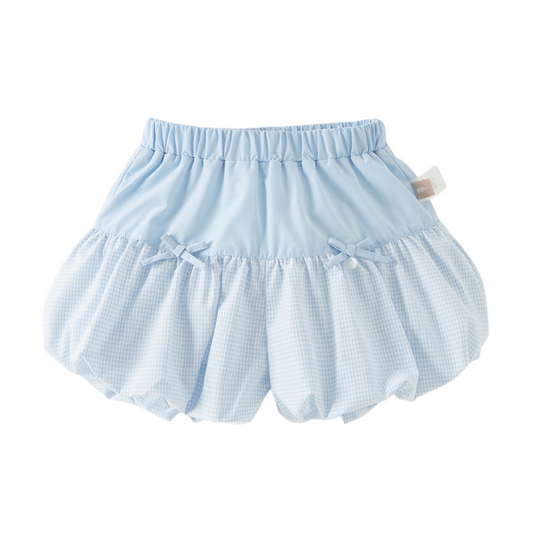 Dave&Bella Summer Toddler Girls Cute Blue White Plaid Breathable Waist Shorts