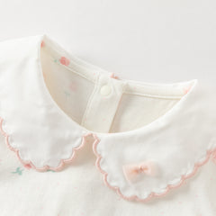 Dave&Bella Summer Toddler Girls Purple/White Doll Collar Breathable Cotton T-shirts