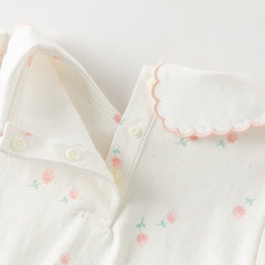 Dave&Bella Summer Toddler Girls Purple/White Doll Collar Breathable Cotton T-shirts