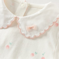 Dave&Bella Summer Toddler Girls Purple/White Doll Collar Breathable Cotton T-shirts