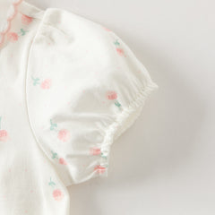 Dave&Bella Summer Toddler Girls Purple/White Doll Collar Breathable Cotton T-shirts