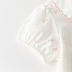 Dave&Bella Summer Toddler Girls Purple/White Doll Collar Breathable Cotton T-shirts