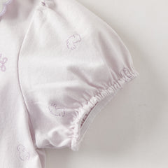 Dave&Bella Summer Toddler Girls Purple/White Doll Collar Breathable Cotton T-shirts