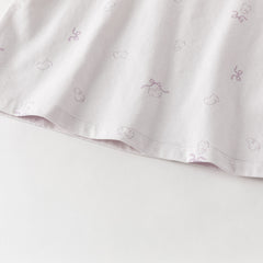 Dave&Bella Summer Toddler Girls Purple/White Doll Collar Breathable Cotton T-shirts