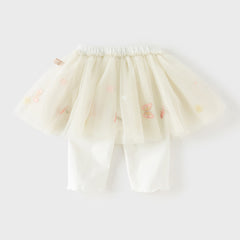 Dave&Bella Toddler Girls Summer Cute Beige Mesh Skirt-style Pants