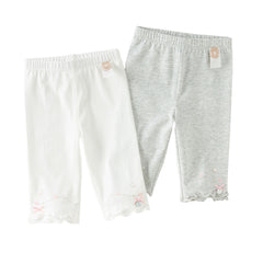 Dave&Bella Toddler Girls Summer Beige/Light Grey Comfortable Slim Versatile Pants