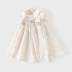 Dave&Bella Toddler Girls Summer Light Pink Floral Sleeveless Soft Cotton A-line Daily Dress