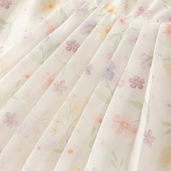 Dave&Bella Toddler Girls Summer Floral Chinese-style Flutter-sleeve Shining Mesh Dress